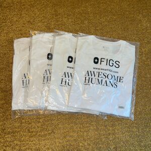 NWT Figs Long Sleeve T Shirt Lot of Four Womens Size S White  Awesome Humans